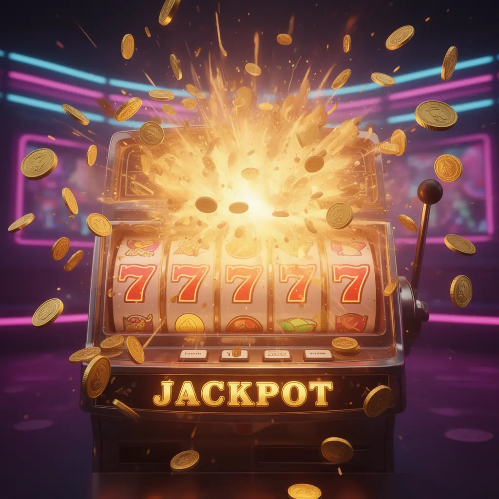 Close up of a premium slot machine displaying triple sevens with dynamic coin effects representing high stake slot action at 45DB for Bangladeshi players